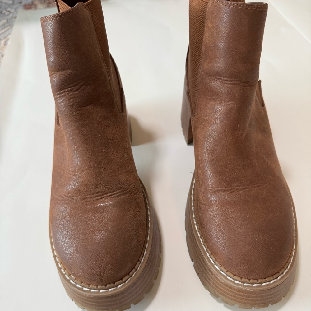 Altar’d State Brown Leather Ankle Boots